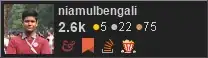 profile for niamulbengali on Stack Exchange, a network of free, community-driven Q&A sites