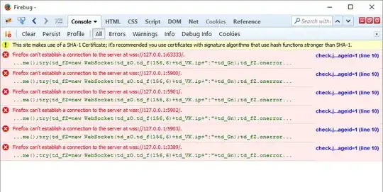 An image of the connection Errors from FireBug