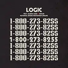 Cover for Logic's single "1-800-273-8255" featuring Alessia Cara and Khalid, 2017