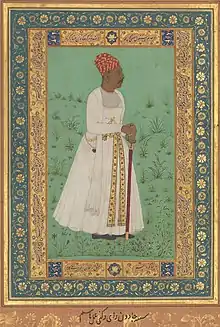 Contemporary portrait of Lakhuji Jadhav. The Persian inscription reads - Jadun Rai Deccani
