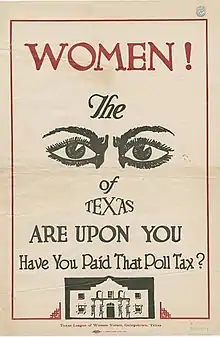 A copy of a poster from women's suffrage organizations in Texas
