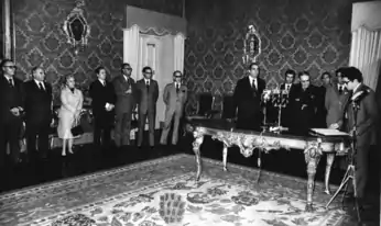 Portuguese Government, Lourdes Belchior next to Lourdes Pintasilgo, both female Ministers of State in 1974