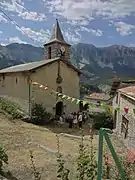 Façade and bell tower of the Church of Saint-Laurent of Chavailles