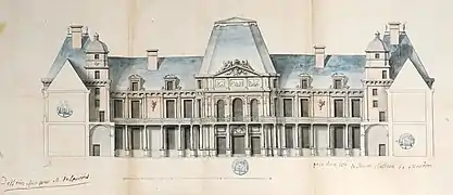 Back of the courtyard of the Château-Vieux. Circa 1685–1690. Bibliothèque Mazarine, ms 3361
