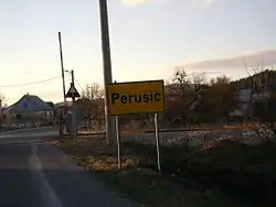A sign near Perušić.
