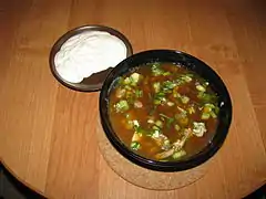 Kvass is added to the mixture.