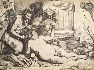 Drunken Silenus, etching & engraving, 27.3 x 35.5&nbsp;cm.