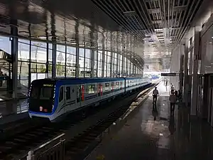 Image 26A new train Moskva at newly opened station Do'stlik-2 (from Tashkent Metro)