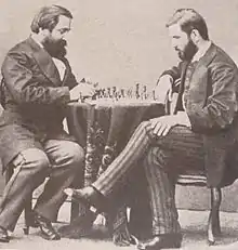Image 31Georgian writers, Ilia Chavchavadze and Ivane Machabeli playing chess in Saint Petersburg, 1873 (from Chess in the arts)