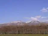 Mount Neko (left) and Mount Azumaya, spring