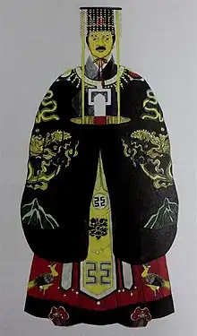 Simulation of Mianfu of the Lý - Trần dynasties in the book Ngàn năm áo mũ by Trần Quang Đức