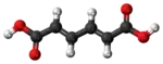  Ball-and-stick model of the trans,trans-muconic acid molecule