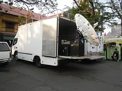 An ABS-CBN OB van transmitting a satellite feed