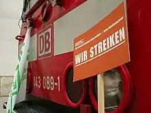 Image 25Strike sign used by the German Train Drivers' Union in the German national rail strike of 2007.
