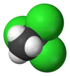 Space-filling model of 1,1,1-trichloroethane