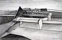 Hooded countryside, 1993, charcoal , 65 x 100&nbsp;cm