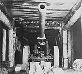 A Japanese Type&nbsp;89 150mm gun hidden inside a cave defensive system