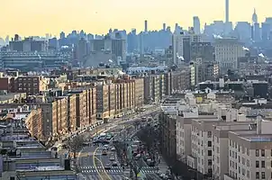 The Grand Concourse in The Bronx with Manhattan in the background in February 2018