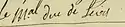 François Gaston de Lévis's signature
