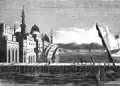 A depiction by a foreign traveler of the Tigres River as well as the al-Kat’a Bridge and the Madrasa from an American Magazine, 1834.