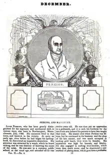 Portrait of Jacob Perkins in American Magazine of Useful and Entertaining Knowledge, 1835