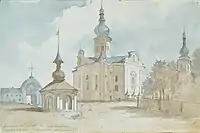 The Ascension Cathedral built in Pereiaslav in 1700 by Hetman Ivan Mazepa, 1845