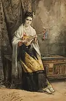 1878 Ramon Alorda Pérez painting, Woman with bandurria