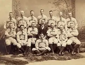 Albert "Doc" Bushong with 1889 Brooklyn Bridgrooms