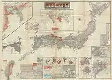 Image 52A map of the Empire of Japan including Taiwan ("barbarian land" in red) in 1895 (from History of Taiwan)