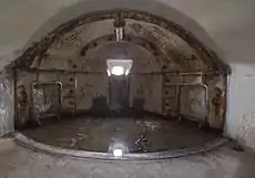 One of the Škoda-made casemates, which housed a 10&nbsp;cm (3.9&nbsp;in) PH M05 gun