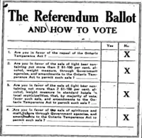 1919 Ontario referendum ballot
