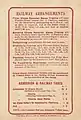 Back cover showing Railway Arrangements and Admission fares.