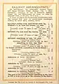 Back cover showing railway arrangements and charges at the entrance gates.