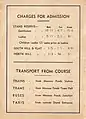 Back cover showing admission charges & transport arrangements.