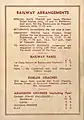 Back cover showing Railway Arrangements and charges at the entrance gates.