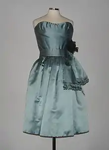 Blue satin cocktail dress, 1959