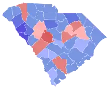 Blue counties were won by West and red counties were won by Watson
