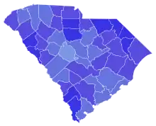 Blue counties were won by Riley