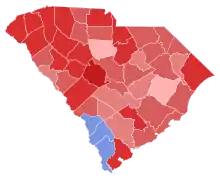 Red counties were won by Campbell and blue counties were won by Mitchell