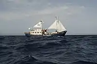 MS Sea-Watch, a 100-year old former fishing cutter, on her first mission