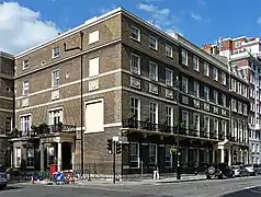20-21 Portman Square, built by James and Samuel Wyatt. The white panels are Coade Stone.
