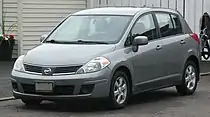 First-generation Versa hatchback (C11; 2006–2013).mw-parser-output .hatnote{font-style:italic}.mw-parser-output div.hatnote{padding-left:1.6em;margin-bottom:0.5em}.mw-parser-output .hatnote i{font-style:normal}.mw-parser-output .hatnote+link+.hatnote{margin-top:-0.5em}Main article: Nissan Tiida (C11)
