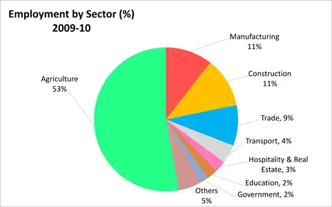 Pie-chart of employment by economic sector.