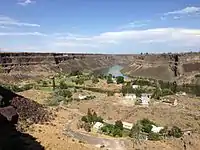 View up the Snake River Gorge above Shoshone Falls