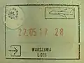 Entry stamp for air travel, issued at Warsaw Chopin Airport