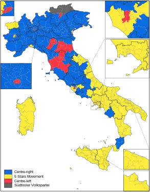 Winning candidates in constituencies for the Chamber of Deputies