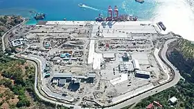 The port under construction in May 2022