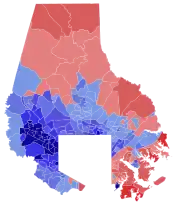 A map of the 2022 Baltimore county executive election showing how candidates did in each precinct.