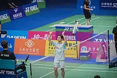 Naraoke celebrates his victory after a quarter-finals match in the 2022 Taipei Open