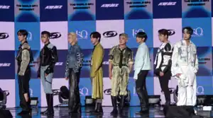 Ateez at their The World EP.1: Movement showcase, July 2022 (from left: Yunho, Seonghwa, San, Yeosang, Hongjoong, Wooyoung, Jongho, and Mingi)
